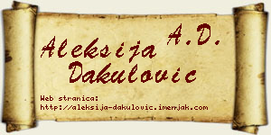 Aleksija Dakulović vizit kartica